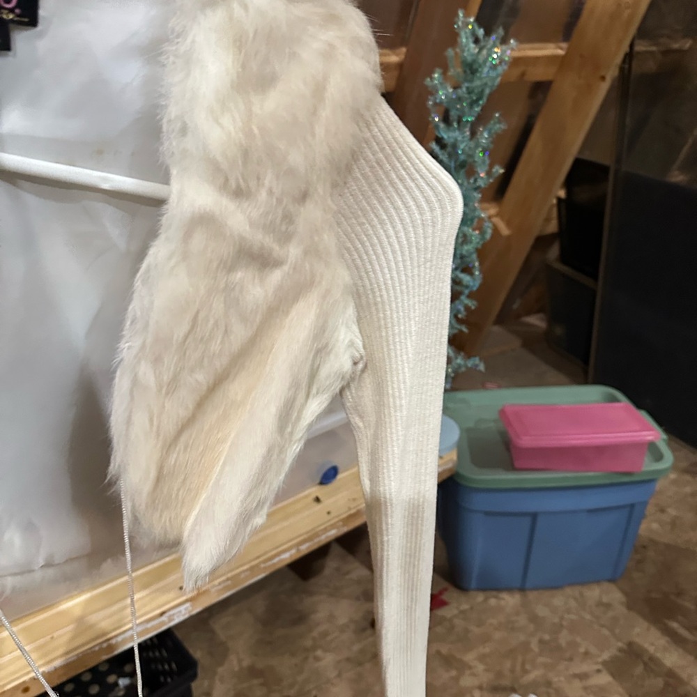 XOXO Cream Sweater with Faux Fur Accent
